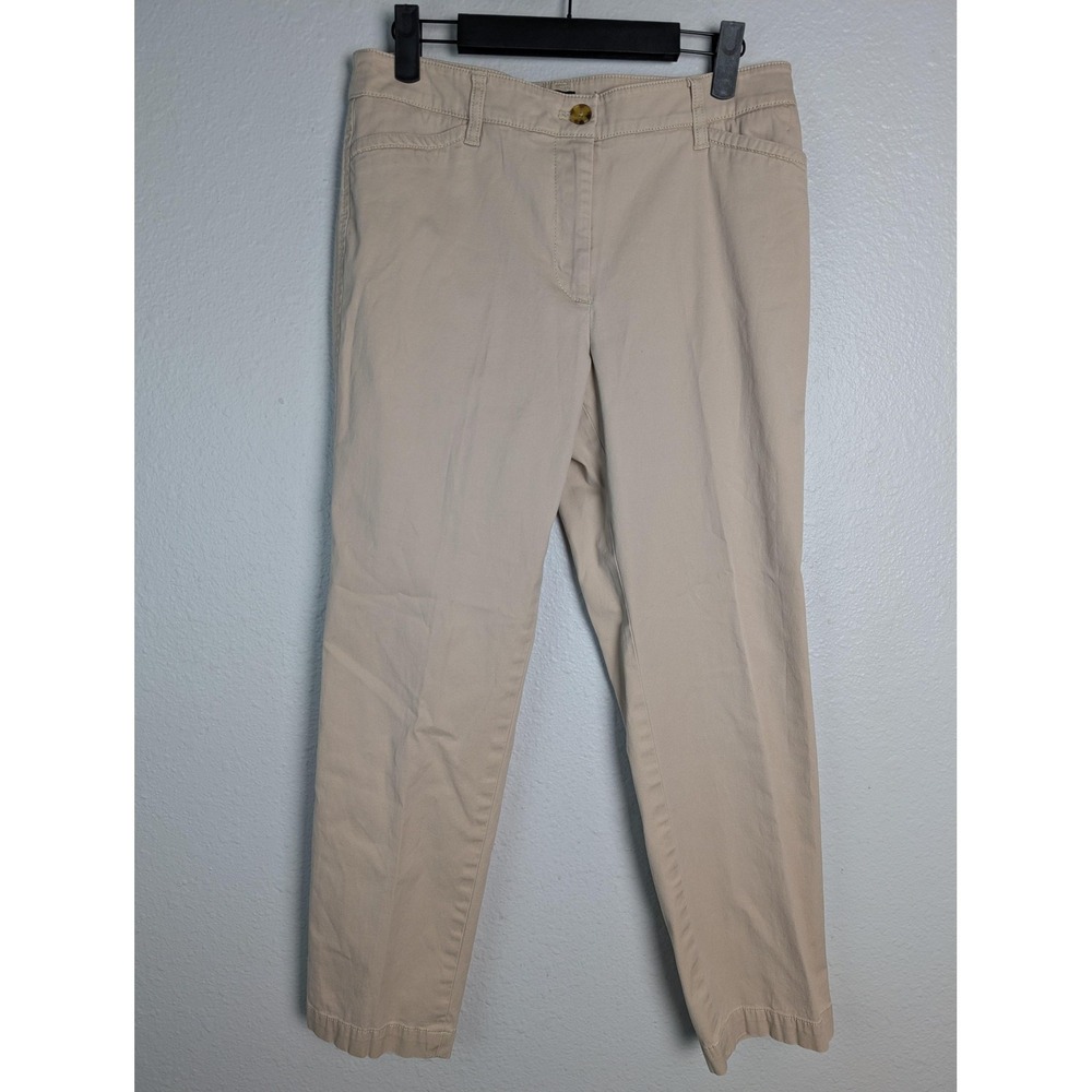 Talbots Pants Womens 6P Beige Chino Slim‎ Twill Stretch Pockets Zip Flat Front